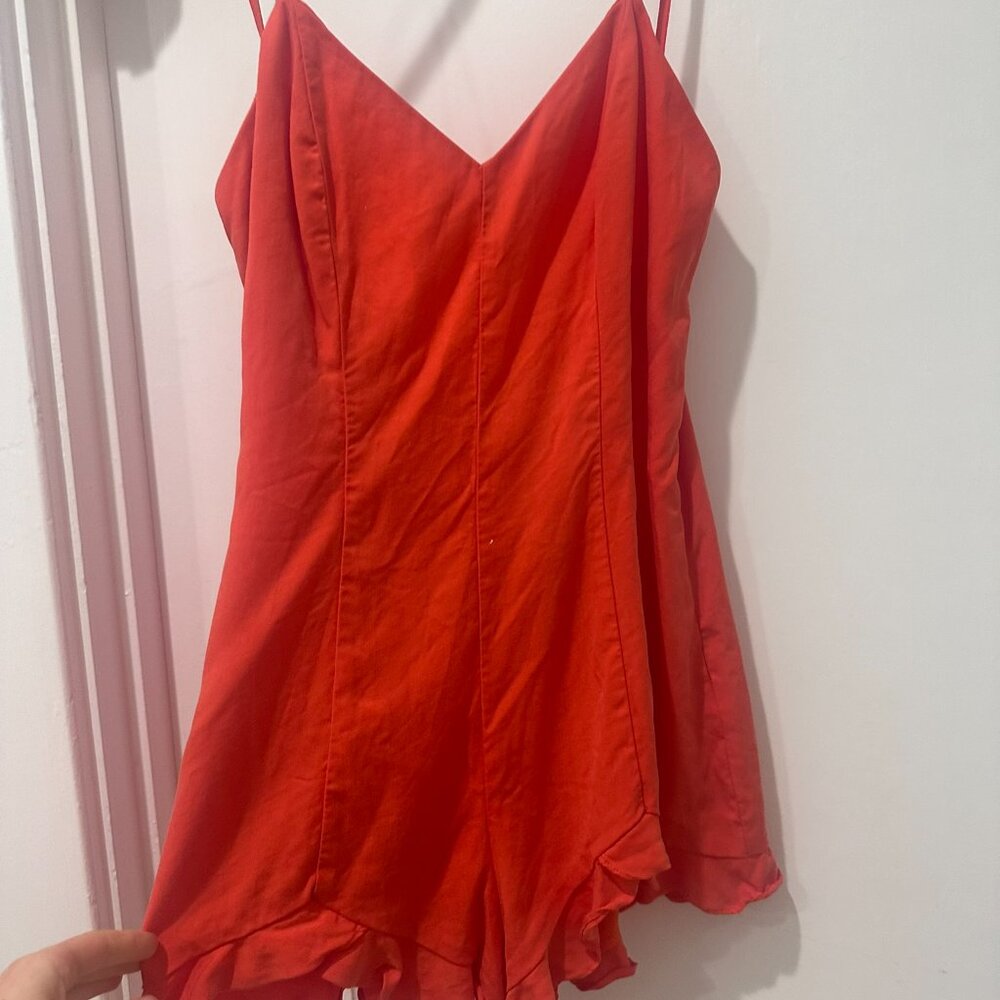 NBD Orange romper with Ruffle